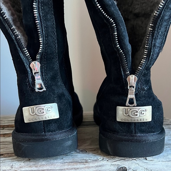 UGG Knightsbridge Leather Tall Boot Back Zip Women US 9 EU 40 Black 5119 - Picture 12 of 15